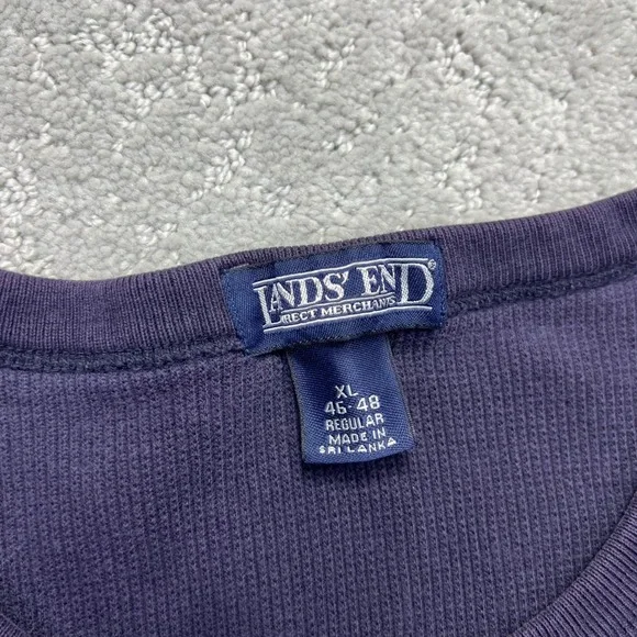 Lands End Thermal Shirt Mens XL Navy Purple Waffle Knit Long Sleeve Heavyweight - Picture 4 of 16